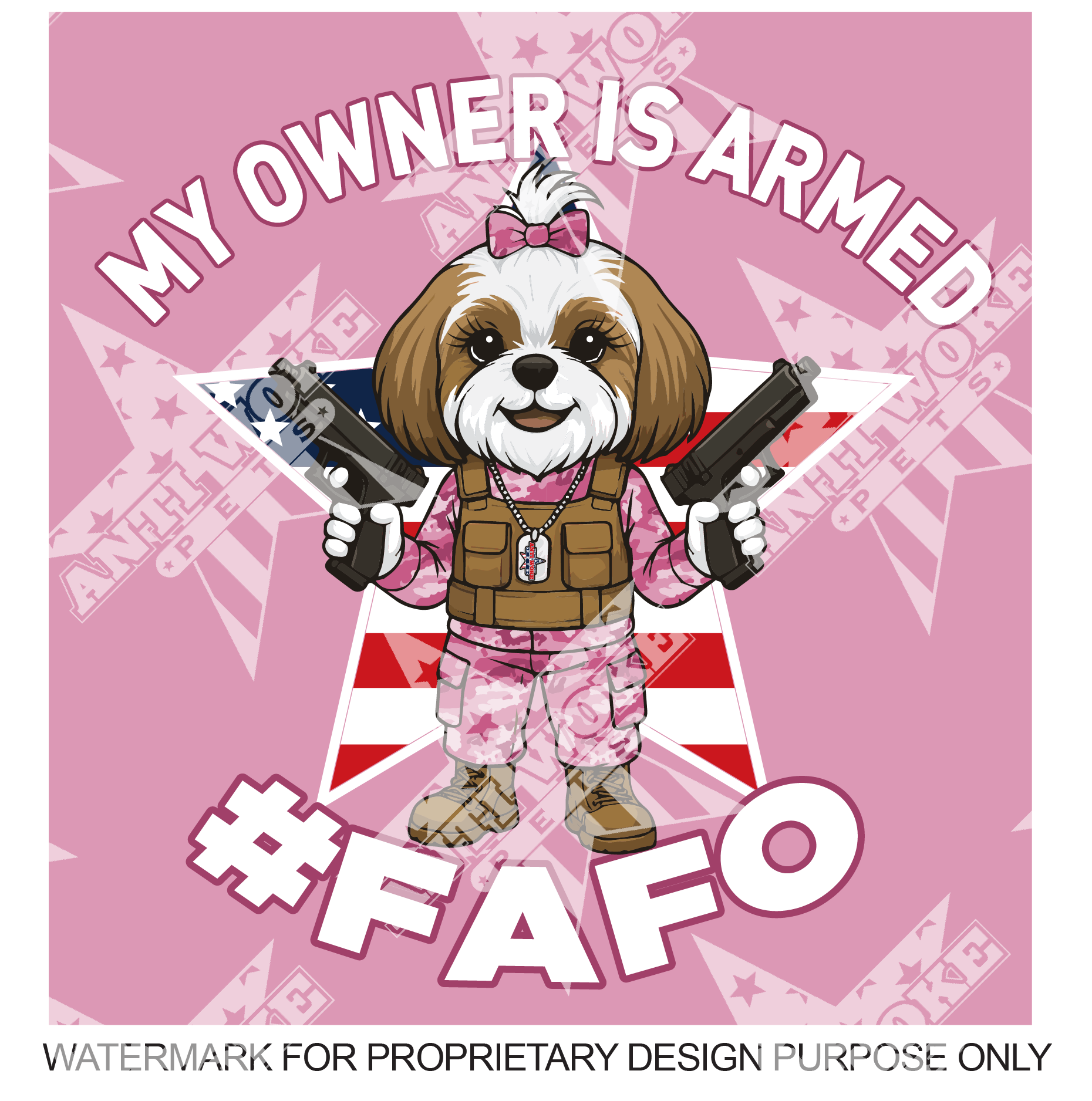 Shih Ztu- White and Brown Dog- Light Pink & Pink Camo- Small Dog's Tank Top